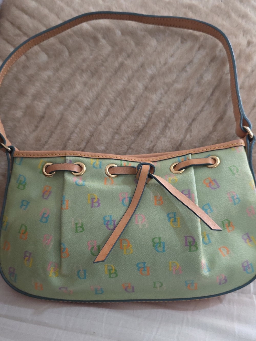 Dooney & Bourke Green Logo Drawstring Shoulder Bag